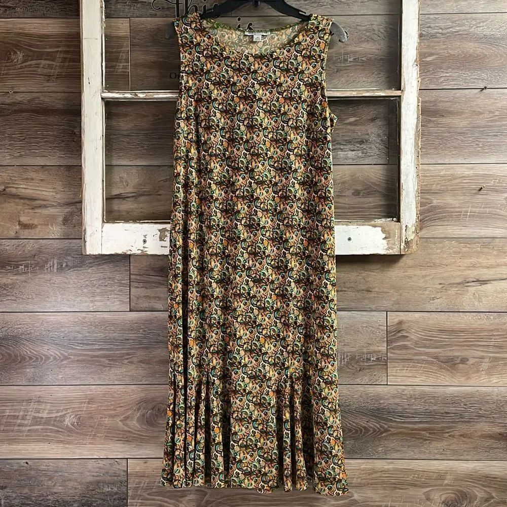 DANNY AND NICOLE Ladies Scoop Neck Sleeveless Swing Geometric Pattern Dress 14